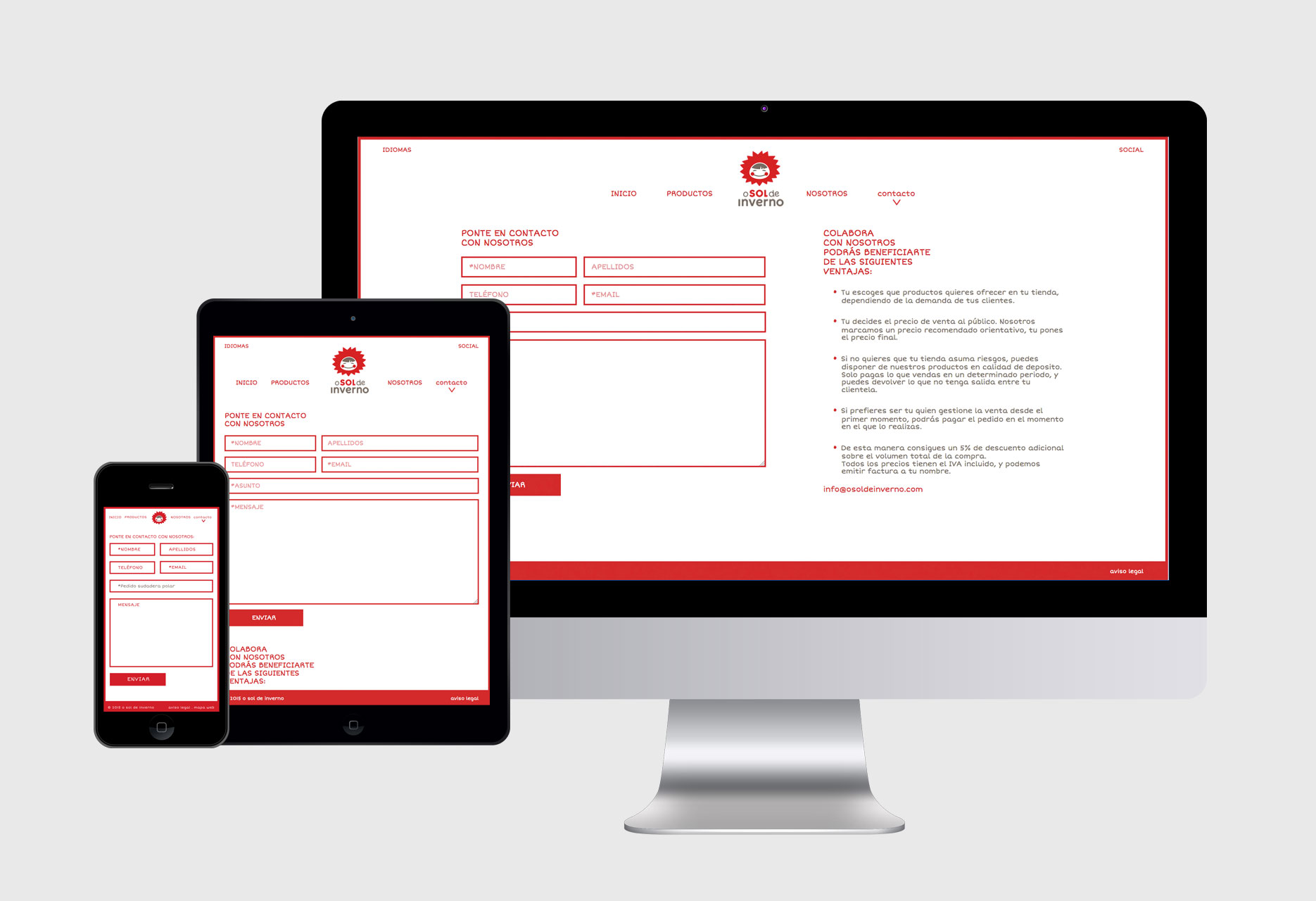 On-line store and website O sol de inverno - e-commerce / web development / responsive design / web design / CMS - 2014