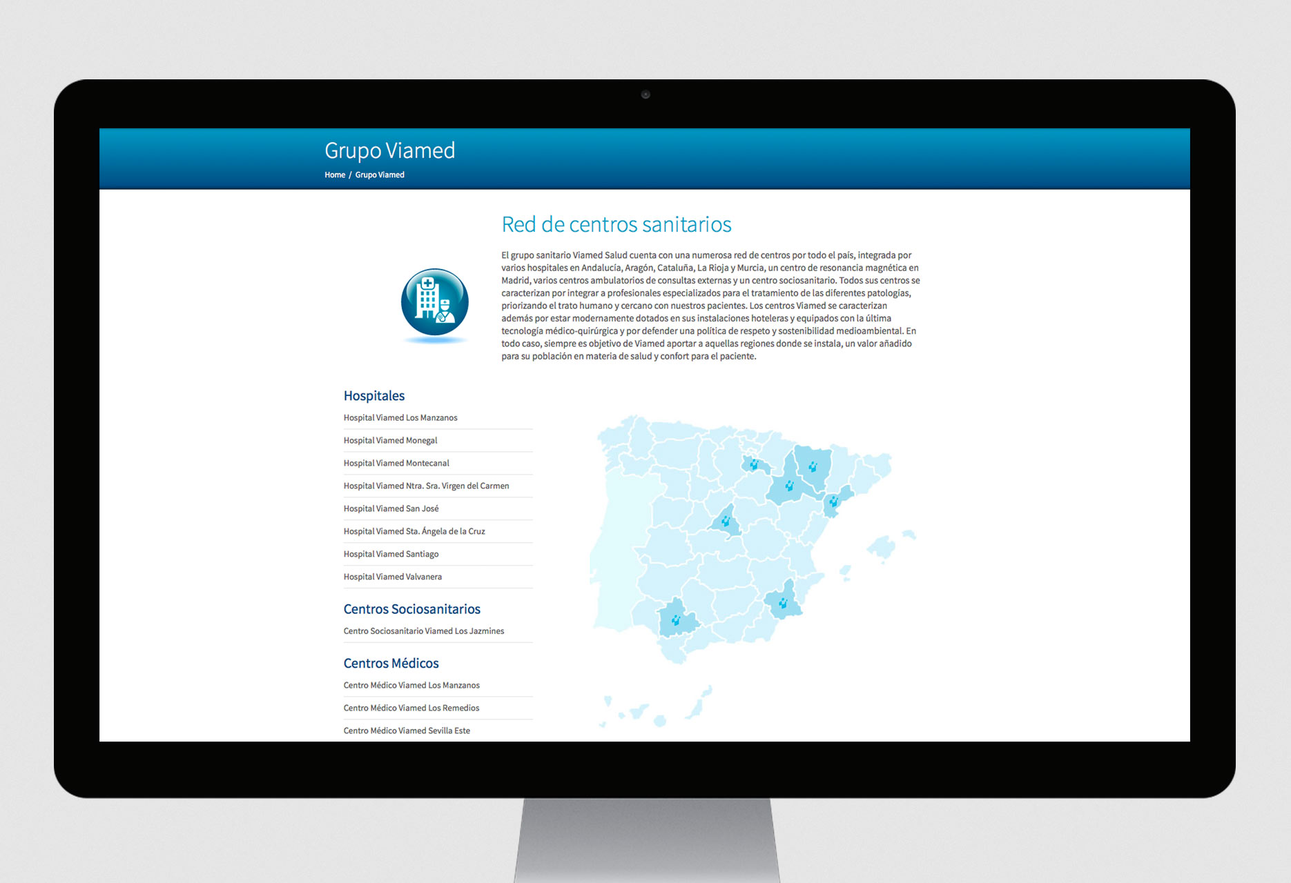 Corporate websites Webs Grupo Viamed - web development / CMS - 2012