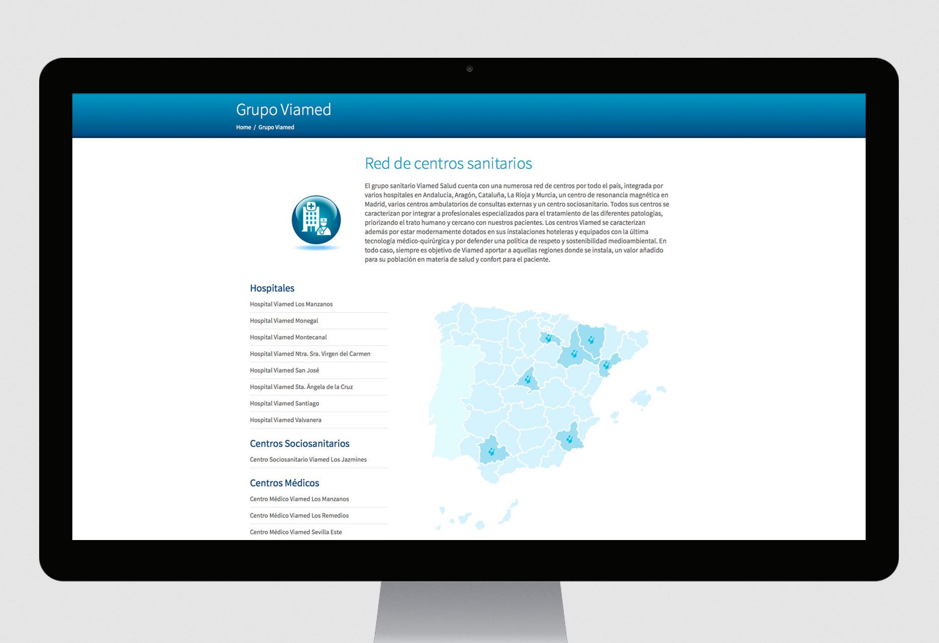 Corporate websites Webs Grupo Viamed - web development / CMS