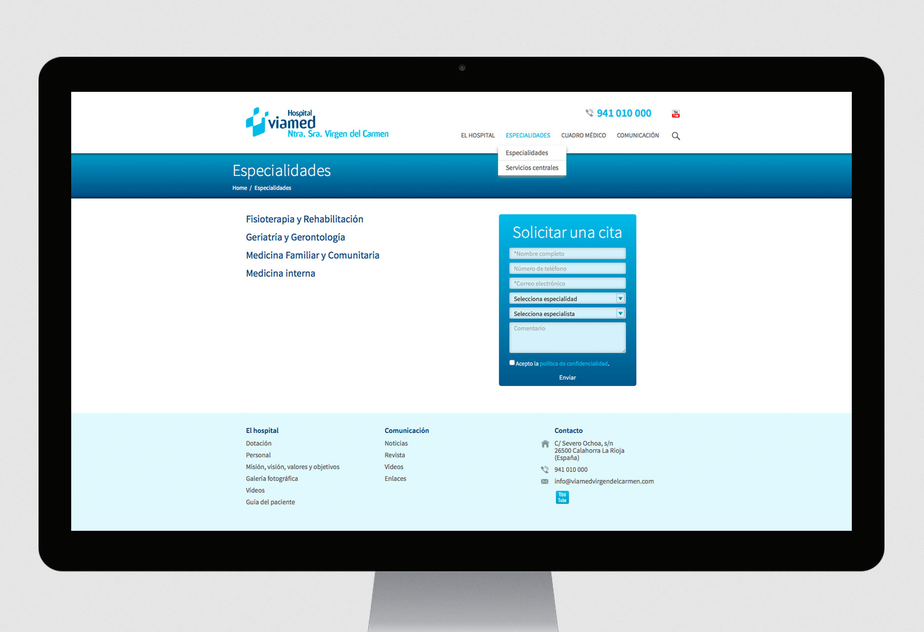Corporate websites Webs Grupo Viamed - web development / CMS - 2012