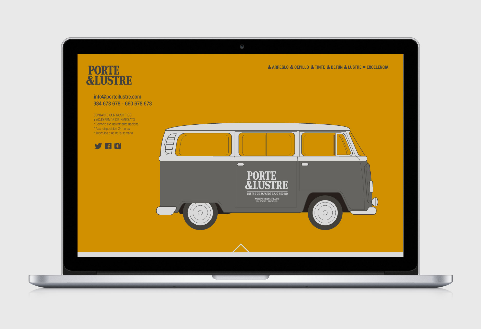 Diseño de marca para limpiabotas PORTE&LUSTRE - diseño web / identidad corporativa / ilustración